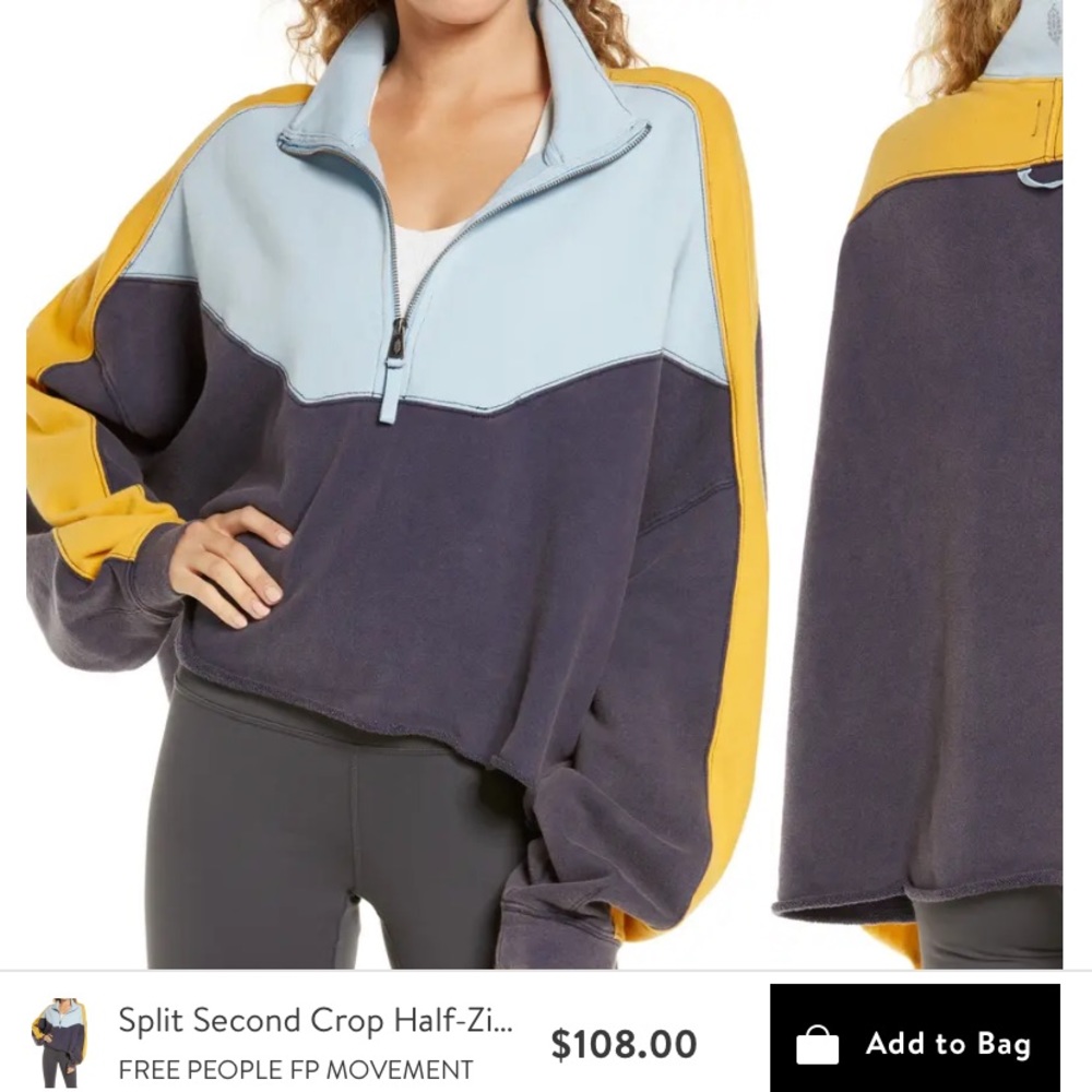 FREE PEOPLE FP MOVEMENT Split Second Crop Half-Zip Sweatshirt